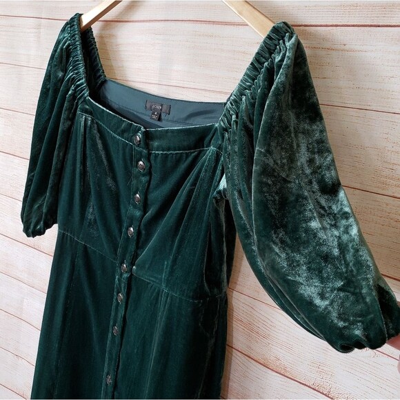 J. Crew Puff Sleeve Velvet Button Front Dress - Picture 6 of 12